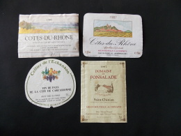 Lot 4 Etiquettes De Vin Cellier De L Echanson Cotes Du Rhone 1987 Domaine De Fonsalade Saint Chinian Caveau Des Disciple - Colecciones & Series