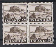 Ijsland Y/T 254 (**) In Blok Van 4. - Unused Stamps