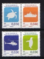 T.A.A.F. // F.S.A.T. 2016 - Emblèmes Des TAAF, Tortue, Héllicopter, Manchot Et Bateau  - 4 Val Neufs // Mnh - Nuevos