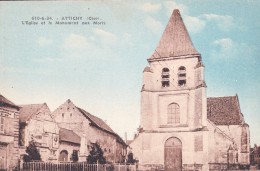 ATTICHY(60)neuve-l'église Et Le Monument Aux Morts-avec Son Négatif-cliché Original - Attichy