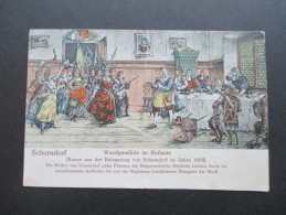 Künstlerkarte 1922 Schorndorf. Wandgemälde Im Rathaus. Szene Aus Der Belagerung Von Schorndorf Im Jahre 1688. - Autres & Non Classés