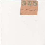 TYPE SAGE N° 82 - 3 EXEMPLAIRES OBLITERES SUR UN PETIT FRAGMENT - TIMBRES TTB. COTE : 24 € - 1876-1898 Sage (Tipo II)