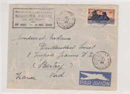 NOUVELLE CALEDONIE  1949  VOL NOUMEA-PARIS AIR FRANCE - Covers & Documents