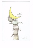 Illustration Ronald Searle - Oiseau De Lune - Pyramide De Chats - Chat - N°239 - Animaux Habillés