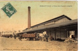 Romainville - Usine Des Engrais Complets ( Animée, Chevaux - Carte Toilée) UNIQUE - Romainville