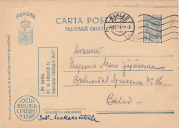 FREE MILITARY POSTCARD,STATIONERY,WW2,CENSORED,FPO#161,1941,ROMANIA. - 2de Wereldoorlog (Brieven)