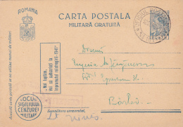 FREE MILITARY POSTCARD,STATIONERY,WW2,CENSORED,FPO#161,1941,ROMANIA. - 2de Wereldoorlog (Brieven)