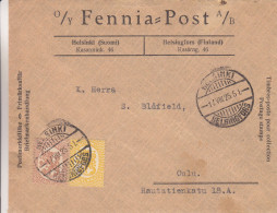 Finlande - Lettre De 1925 - Oblitération Helsinki - Expédié Vers Oulu - Avec Vignette De Fermeture - Briefe U. Dokumente