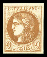 ** N°40Bg, 2c Chocolat Report 2, Pli Horizontal Dans Le Haut Du Timbre. Très Belle Présentation.... - 1870 Emission De Bordeaux