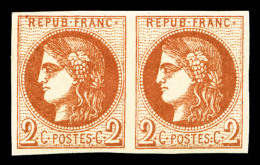 * N°40B, 2c Brun-rouge-vif En Paire Horizontale, Frais, TTB (signé/certificat)    Qualité : *   ... - 1870 Ausgabe Bordeaux