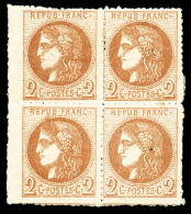 * N°40B, 2c Brun-rouge Report 2 En Bloc De Quatre Percé En Ligne, SUP (signé/certificat)   ... - 1870 Ausgabe Bordeaux