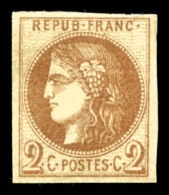 * N°40Aa, 2c Chocolat Report 1, Jolies Marges, SUPERBE (certificat)     Qualité : *    Cote : 1700 Euros - 1870 Ausgabe Bordeaux