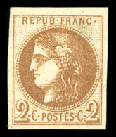 * N°40A, 2c Chocolat Clair Report 1, Pelurage, Belle Présentation (signé Brun/certificat)   ... - 1870 Ausgabe Bordeaux