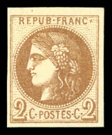 * N°40A, 2c Chocolat Clair Report 1, Quasi **, Fraîcheur Postale, SUP (certificat)    Qualité : * ... - 1870 Ausgabe Bordeaux