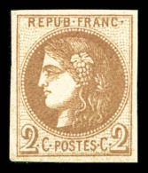* N°40A, 2c Chocolat Clair Report 1, Quasi **, Fraîcheur Postale, SUP (signé Brun/certificat)   ... - 1870 Emission De Bordeaux