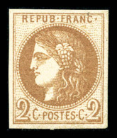 ** N°40A, 2c Chocolat Clair Report 1, Fraîcheur Postale, SUPERBE (certificat)    Qualité : ** - 1870 Ausgabe Bordeaux