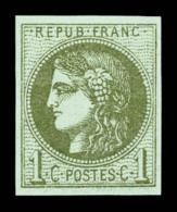 ** N°39C, 1c Olive Rep 3, Fraîcheur Postale, TTB    Qualité : ** - 1870 Ausgabe Bordeaux