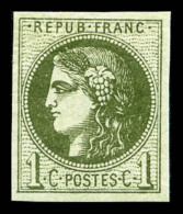 ** N°39Ab, 1c Olive Foncé Report I (1er ètat), Fraîcheur Postale, TTB (certificat)   ... - 1870 Emission De Bordeaux