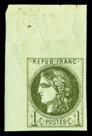 ** N°39Ab, 1c Olive Foncé Report I (1er ètat), Coin De Feuille, SUP (certificat)   ... - 1870 Uitgave Van Bordeaux