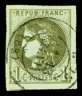 O N°39A, 1c Olive Olive Rep I (1er état), TTB    Qualité : O    Cote : 275 Euros - 1870 Ausgabe Bordeaux