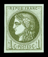 ** N°39A, 1c Olive Report 1, Fraîcheur Postale, SUP (certificat)    Qualité : ** - 1870 Uitgave Van Bordeaux