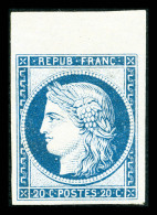 * N°37f, Granet, 20c Bleu, Bord De Feuille, Fraîcheur Postale, SUP (signé/certificat)   ... - 1870 Siège De Paris