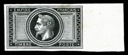 (*) N°33, 5 Francs, épreuve Terminée Sans La Valeur En Noir Sur Chine, Bord De Feuille... - 1863-1870 Napoléon III. Laure