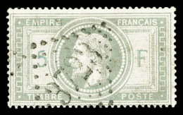 O N°33b, 5F Violet-gris 5 Et F En Bleu, Obl GC 3723, TB (signé Brun/certificat)    Qualité : O   ... - 1863-1870 Napoléon III. Laure