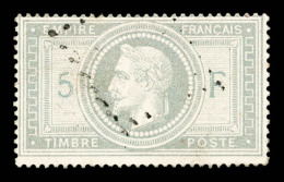 O N°33A, 5F Violet-gris Avec 5 Et F En Bleu, Obl Légère, TTB (signé Brun/certificat)   ... - 1863-1870 Napoleon III Gelauwerd