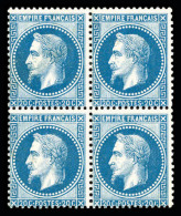 * N°29B, 20c Bleu Type II: Variété "FPANCAIS" Tenant à Normaux Dans Un Bloc De Quatre, SUP... - 1862 Napoleon III