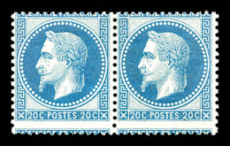 ** N°29A, 20c Bleu Type I: Piquage à Cheval En Paire, SUP (certificat)    Qualité : ** - 1862 Napoleon III