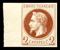 ** N°26Af, 2c Brun Non Dentelé, Impression De Rothschild, Bord De Feuille Latéral, SUP... - 1862 Napoléon III.