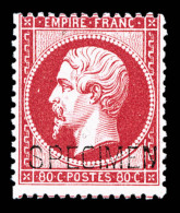 ** N°24, 80c Rose Surchargé 'SPECIMEN', Fraîcheur Postale (certificat)    Qualité : ** - 1862 Napoléon III.