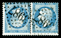 O N°22b, 20c Bleu En Paire Tête-bêche Horizontale, TTB (signé Calves/certificat)   ... - 1862 Napoleon III