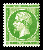 ** N°20, 5c Vert, Fraîcheur Postale, SUP (certificat)    Qualité : ** - 1853-1860 Napoléon III.