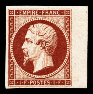 ** N°18d, 1F Carmin Impression De 1862, Bord De Feuille Latéral Droit, Fraîcheur Postale, SUP... - 1853-1860 Napoléon III.