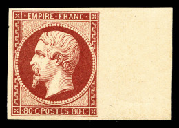 ** N°17Ah, 80c Carmin-rose, Impression De 1862, Bord De Feuille Latéral Droit (charnière Sur... - 1853-1860 Napoléon III