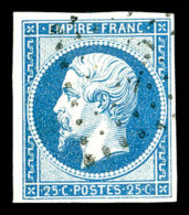 O N°15, 25c Bleu, Obl PC, TB (signé Brun)    Qualité : O    Cote : 285 Euros - 1853-1860 Napoléon III