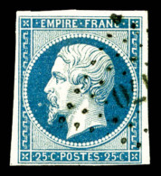 O N°15, 25c Bleu Obl PC, TB    Qualité : O    Cote : 285 Euros - 1853-1860 Napoléon III