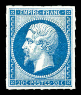* N°14B, 20c Bleu Type II, TTB (certificat)    Qualité : *    Cote : 525 Euros - 1853-1860 Napoleon III