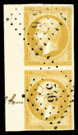 O N°13Aa, 10c Jaune-citron En Paire Bord De Feuille Latéral, SUP (certificat)    Qualité : O - 1853-1860 Napoléon III