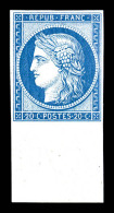 ** N°8f, Non émis, 20c Bleu Impression De 1862, Bas De Feuille, Fraîcheur Postale, SUPERBE... - 1849-1850 Ceres