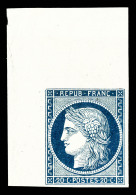 (*) N°8, Non émis, 20c Bleu Sur Jaunâtre, Coin De Feuille, MAGNIFIQUE (signé... - 1849-1850 Ceres