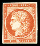 (*) N°7A, 1F Vermillon Pâle, Exceptionnellement Sans Aminci, SUPERBE (signé Brun/certificats)   ... - 1849-1850 Ceres