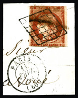 O N°7a, 1F Vermillon Vif Oblitération Grille Sur Fragment + Cachet à Date Paris Du 11 Fev 49,... - 1849-1850 Ceres