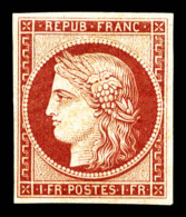 ** N°6f, 1F Carmin, Impression De 1862, Fraîcheur Postale, SUP (certificat)    Qualité : ** - 1849-1850 Ceres