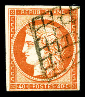 O N°5b, 40c Orange Foncé, Obl Grille, TB (signé Brun/certificat)    Qualité : O    Cote :... - 1849-1850 Ceres