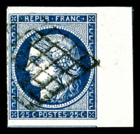O N°4a, 25c Bleu Foncé, Bdf, 1 Voisin, Pièce Choisie, SUP    Qualité : O - 1849-1850 Cérès