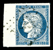 O N°4a, 25c Bleu-foncé Obl PC, Bord De Feuille, Pièce Choisie, SUP    Qualité : O - 1849-1850 Cérès
