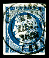 O N°4, 25c Bleu Oblitération Moyen Cachet à Date Type 14 Du 24 Decembre 1850, Petit Pelurage,... - 1849-1850 Ceres
